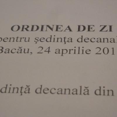 24 aprilie: Bacău: Şedinţa decanală