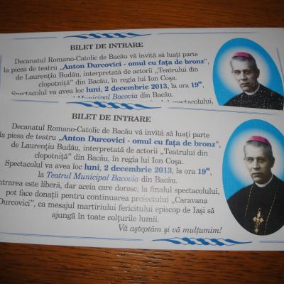 2 decembrie: Bacău: Piesa "Anton Durcovici - Omul cu faţa de bronz", la Teatrul "George Bacovia"