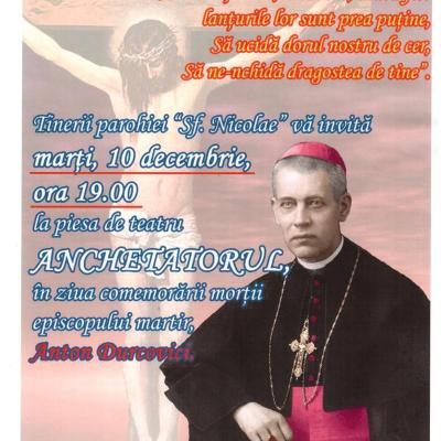 10 decembrie: Bacău: "Anchetatorul" lui Anton Durcovici, în viziune scenică