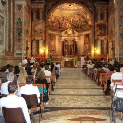 12 octombrie: Roma: ÎPS Ioan Robu în vizită la comunitatea romano-catolică română. San Vitale. Foto Ştefan Stasisin