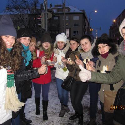 29 decembrie 2014 - 2 ianuarie 2015: Praga: Tineri din Dieceza de Iaşi la Pelerinajul încrederii pe pământ. Liben Praha 8. Foto: Cristina Budău