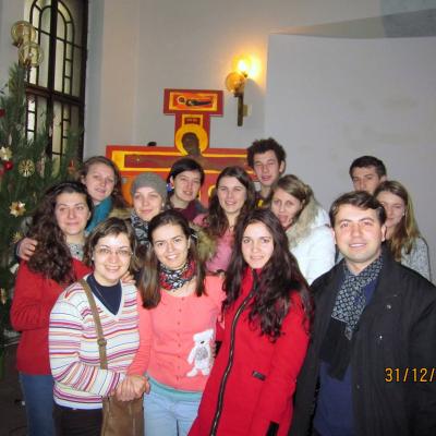 29 decembrie 2014 - 2 ianuarie 2015: Praga: Tineri din Dieceza de Iaşi la Pelerinajul încrederii pe pământ. Liben Praha 8. Foto: Cristina Budău