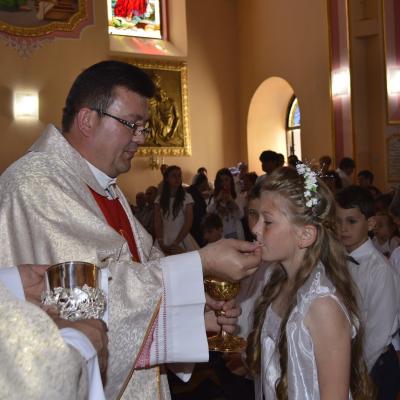 31 mai: Huşi-Corni: Prima Sfântă Împărtăşanie alături de episcopul Aurel Percă