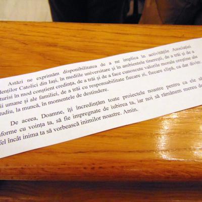 8 noiembrie: Iaşi: Adeziune la Asociaţia Studenţilor Catolici din Iaşi (ASCI). Foto: Laurenţiu Diac