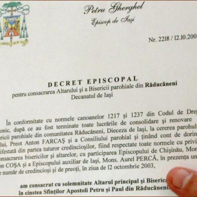 Consacrarea altarului şi a bisericii din Răducăneni