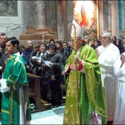 8 noiembrie 2009: Roma: Cardinalul Agostino Vallini la comunitatea românilor catolici