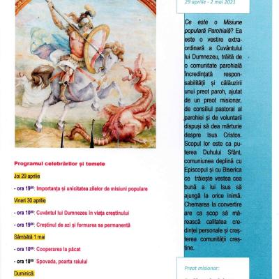 29 aprilie - 2 mai: Coman: Misiuni populare