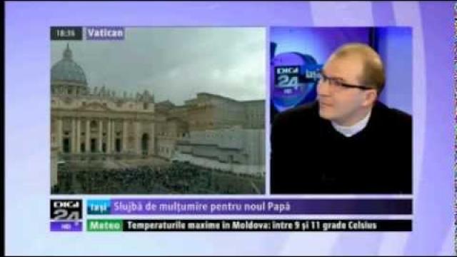 Iaşi (Digi24): Ştire despre papa Francisc şi mulţumirile din catedrala din Iaşi (14 martie)