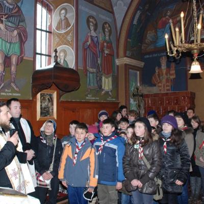 22 ianuarie: Cercetaşii din Pildeşti în vizită la biserica ortodoxă din Gherăeşti