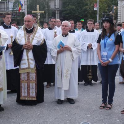 27 iulie: INTC Iaşi: Procesiunea din Piaţa Unirii către catedrala catolică